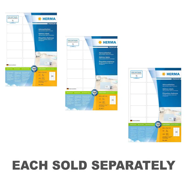 Herma Premium Address Labels A4 63.5mm 100pc63.5x33.9mm