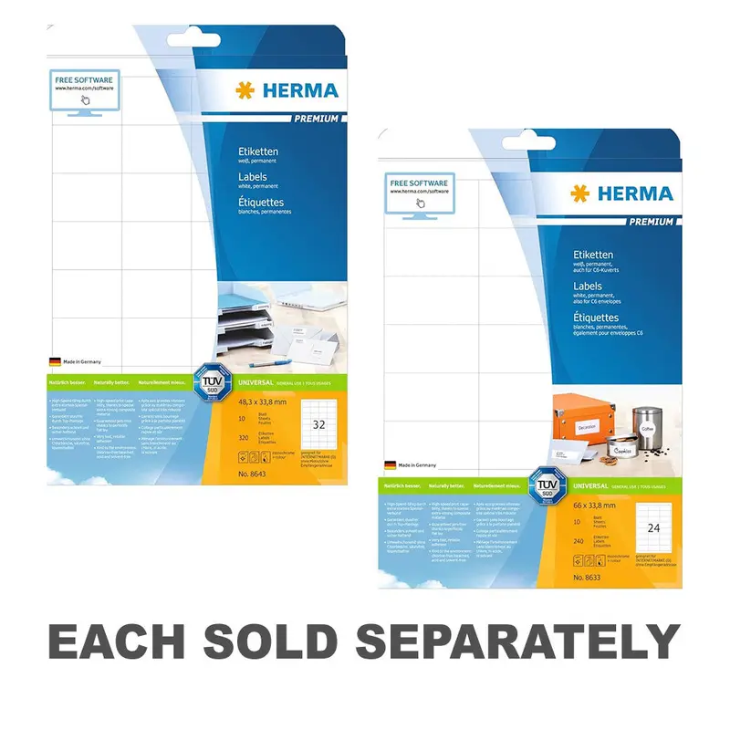 Herma Premium Labels A4 33.8mm 10pc33.8x48.3mm