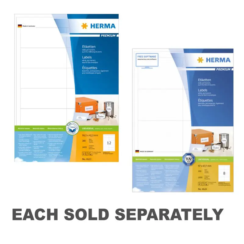 Herma Premium Labels A4 96.5mm 200pc96.5x42.3mm