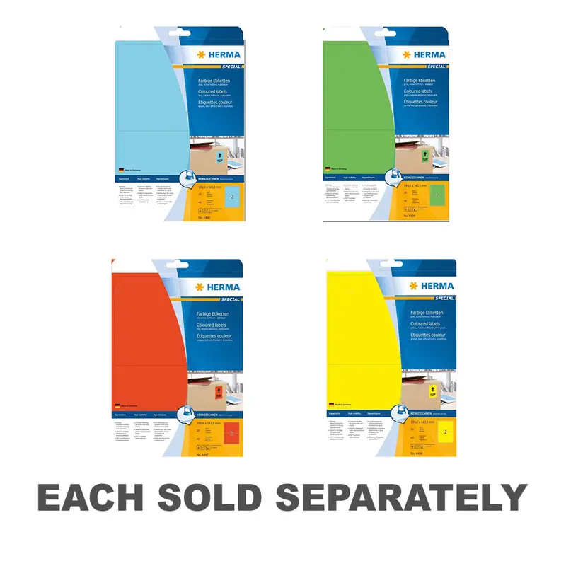 Herma Removable Colored Labels A4 20pc (199.6x143.5mm)Blu