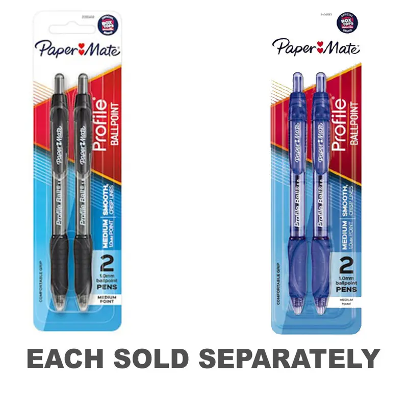Papermate 1.0mm Profile Ballpoint Pen 2pkBlack