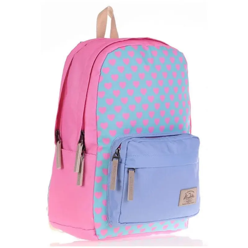 Kaukko Pink Purple Heart Girls Primary And Secondary School Backpack