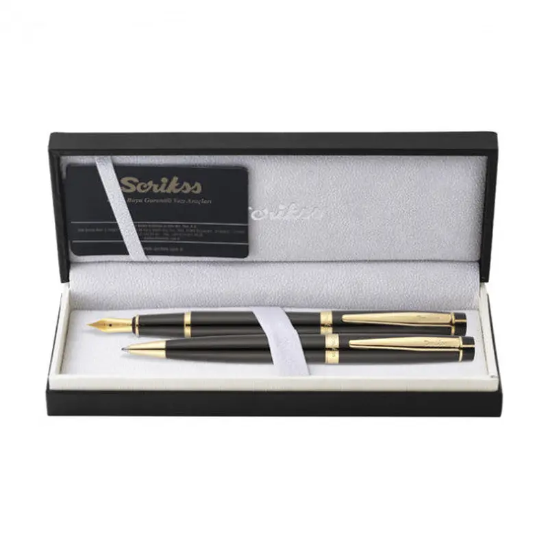 Scrikss Set Pen Fountain Ballpoint Black Gold 38