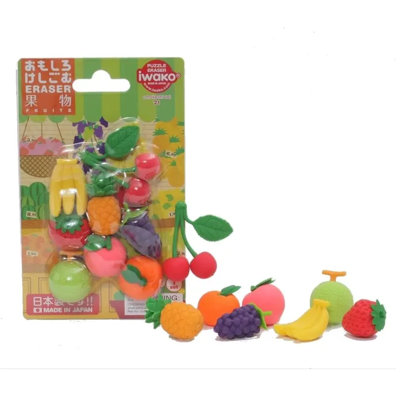 Iwako, Eraser, Fruits, 10 Pieces, Blister Pack, ER-BRI024