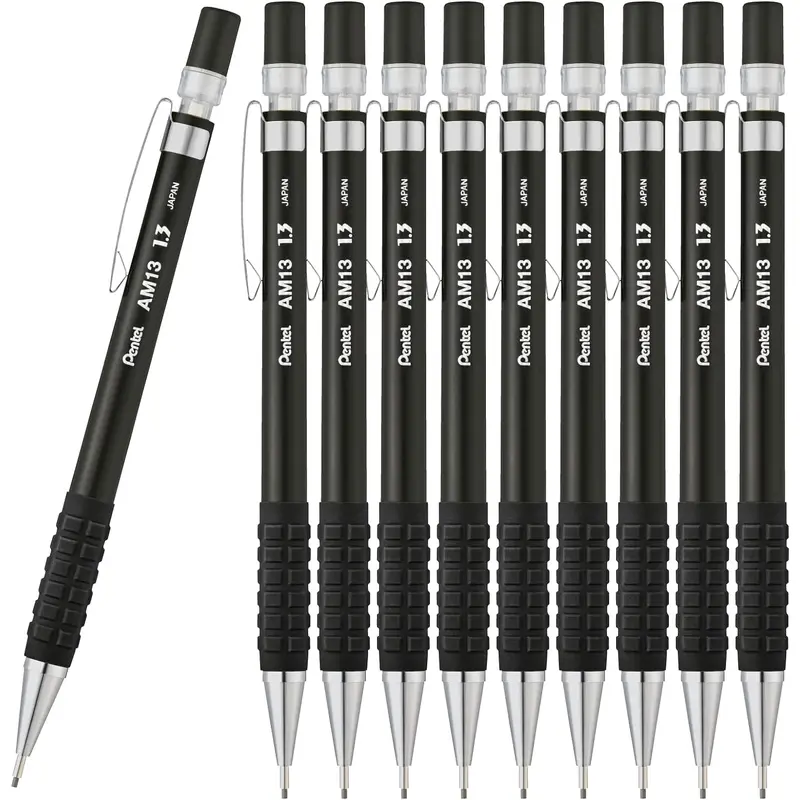 Pentel Mechanical Pencil AMAIN Sharppen 1.3mm, Black, AM13-A(10), Set of 10