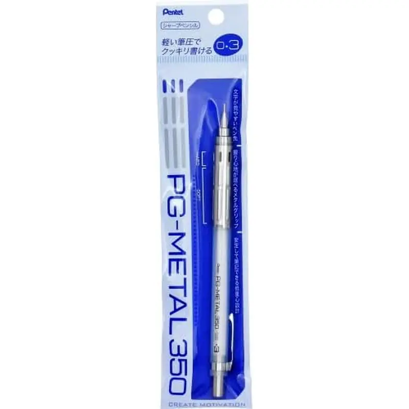 Pentel Mechanical Pencil PG-Metal 350 0.3mm, Clear White, XPG313-TW