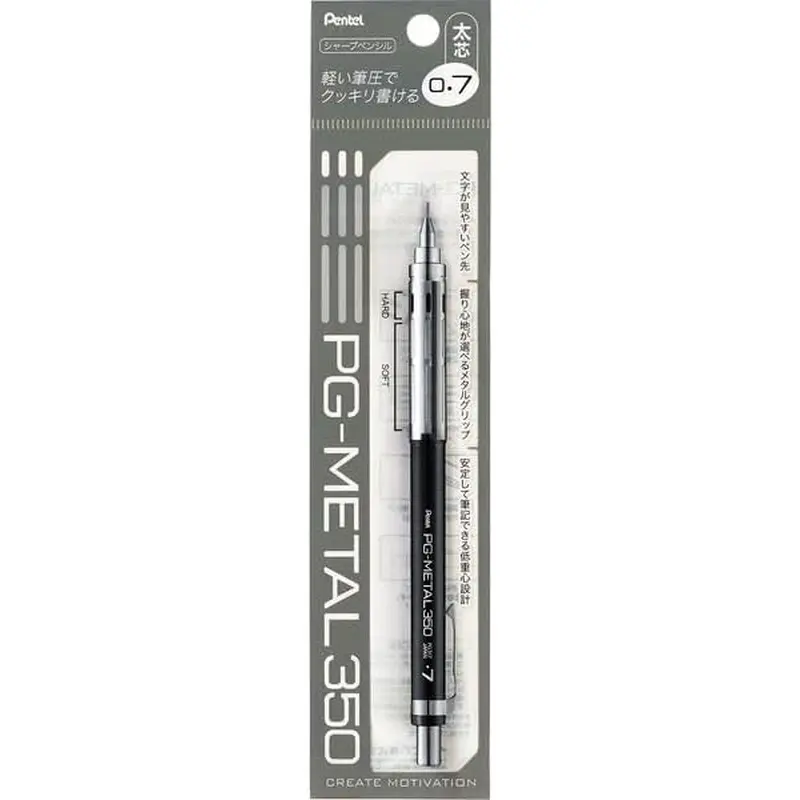 Pentel Mechanical Pencil PG-METAL350 0.7mm, Black, XPG317-A, Packed