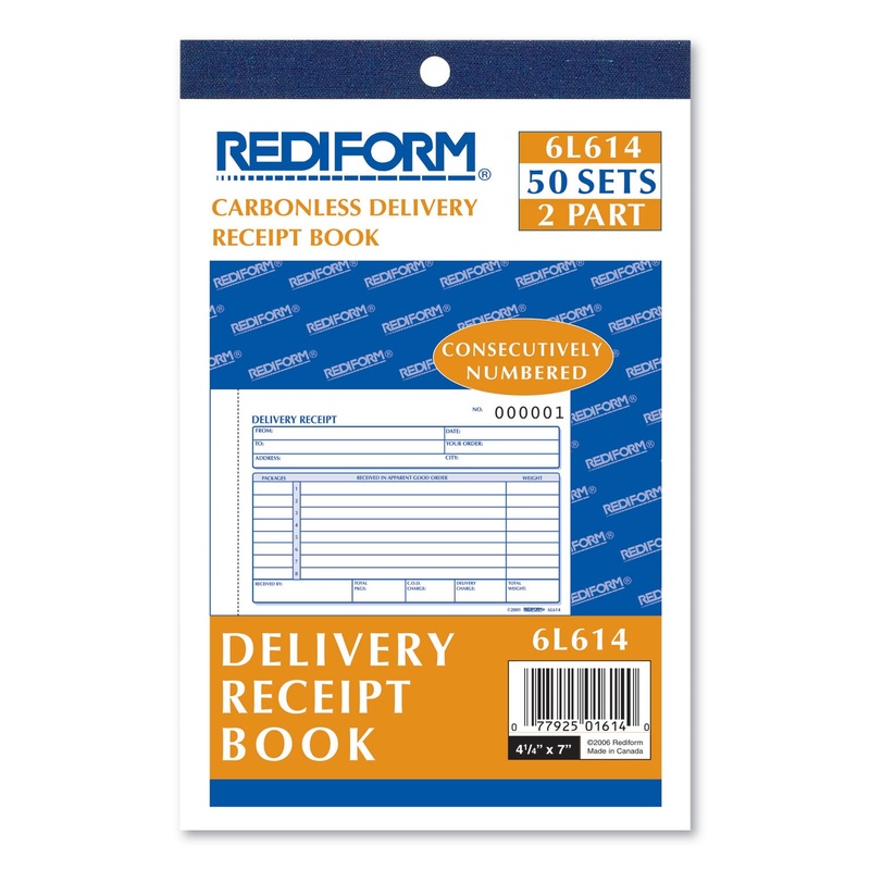 Adams Money/Rent Receipt Book, Two-Part Carbonless, 4.75 x 2.75, 200 Forms Total